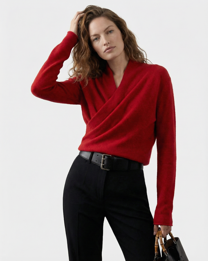 Suéter de mujer de lana cruzado