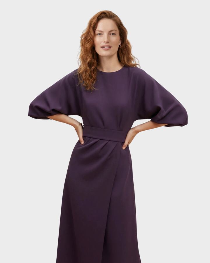 Vestido Midi Mujer con Cinturón Algodón Manga Kimono Elegante Primavera