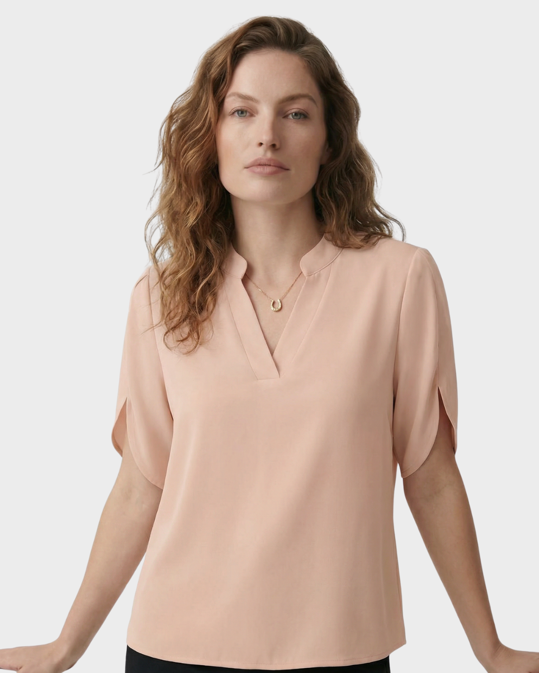 Blusa Satinada de Manga Corta