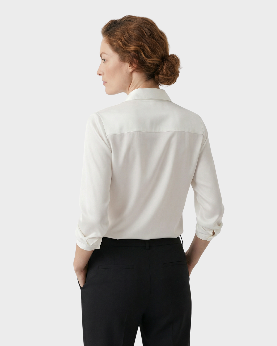 Blusa de Satén con Cuello en V