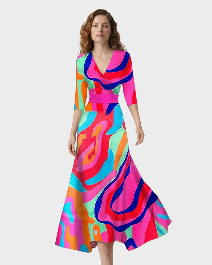 Vestido largo de seda floral