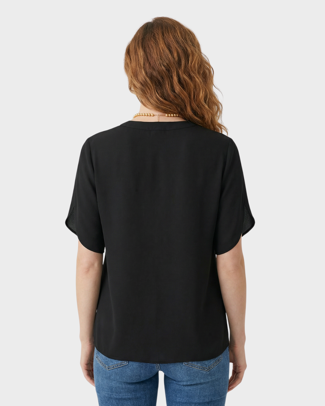 Blusa Satinada de Manga Corta