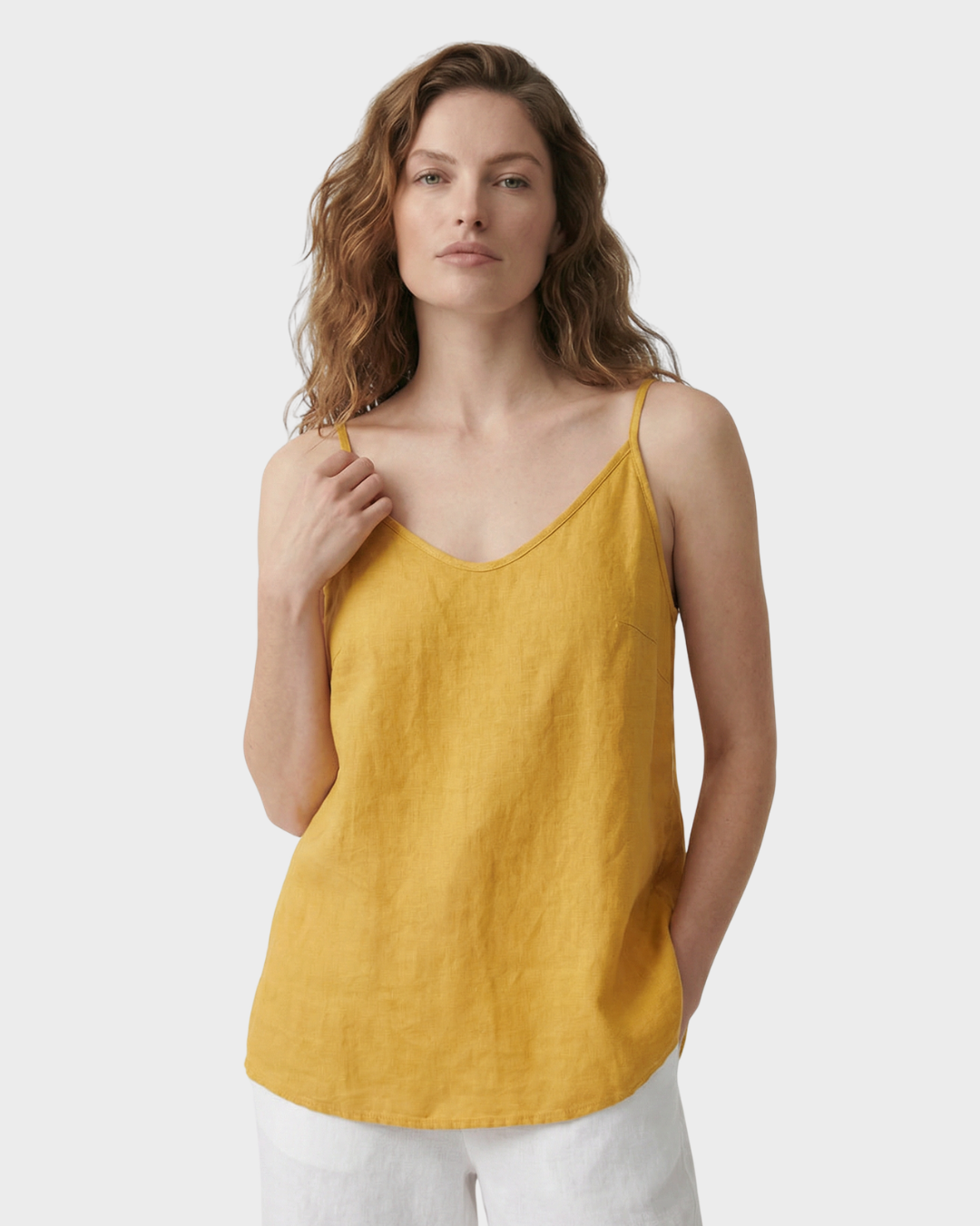 Blusa de lino sin mangas para mujer