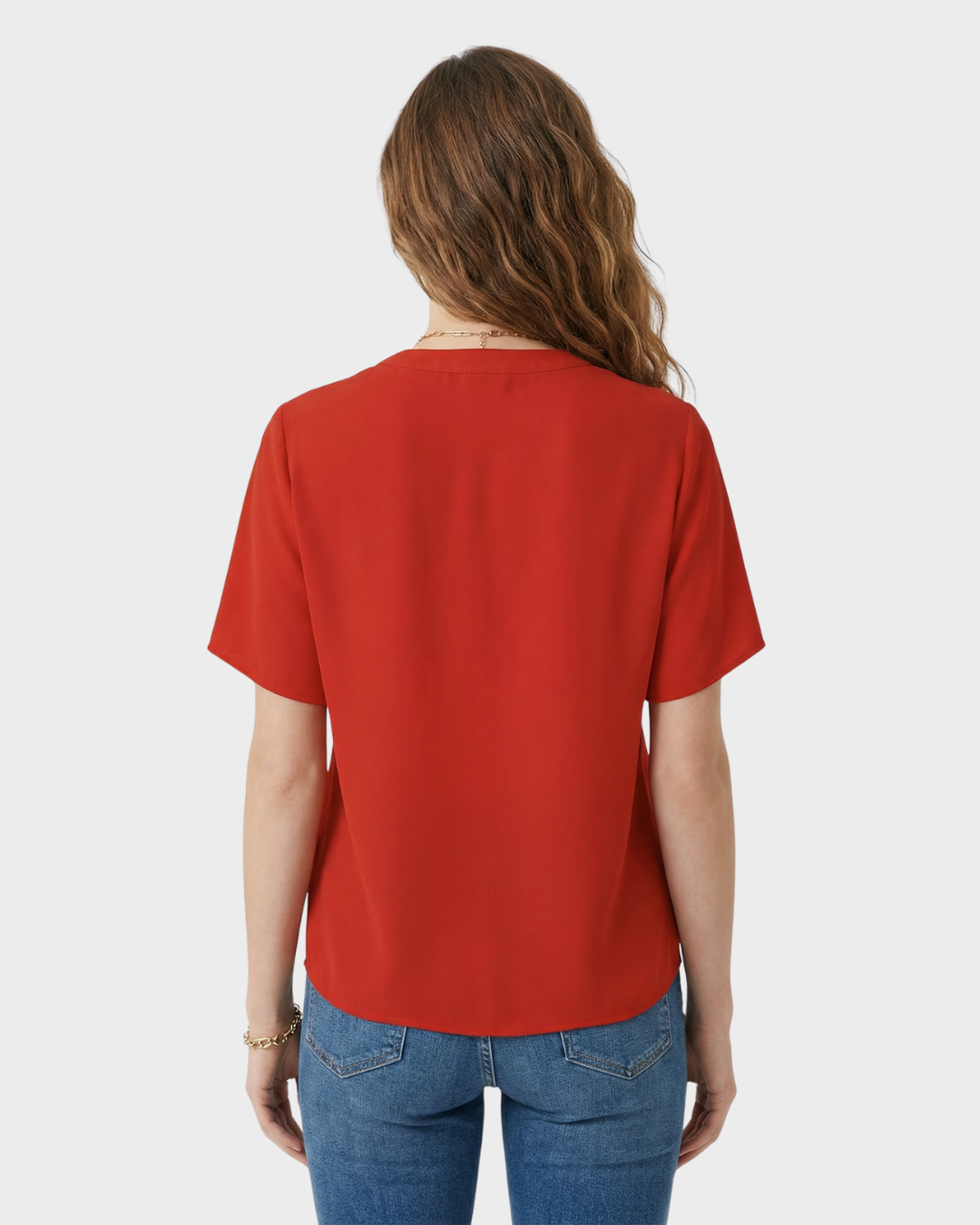 Blusa Satinada de Manga Corta