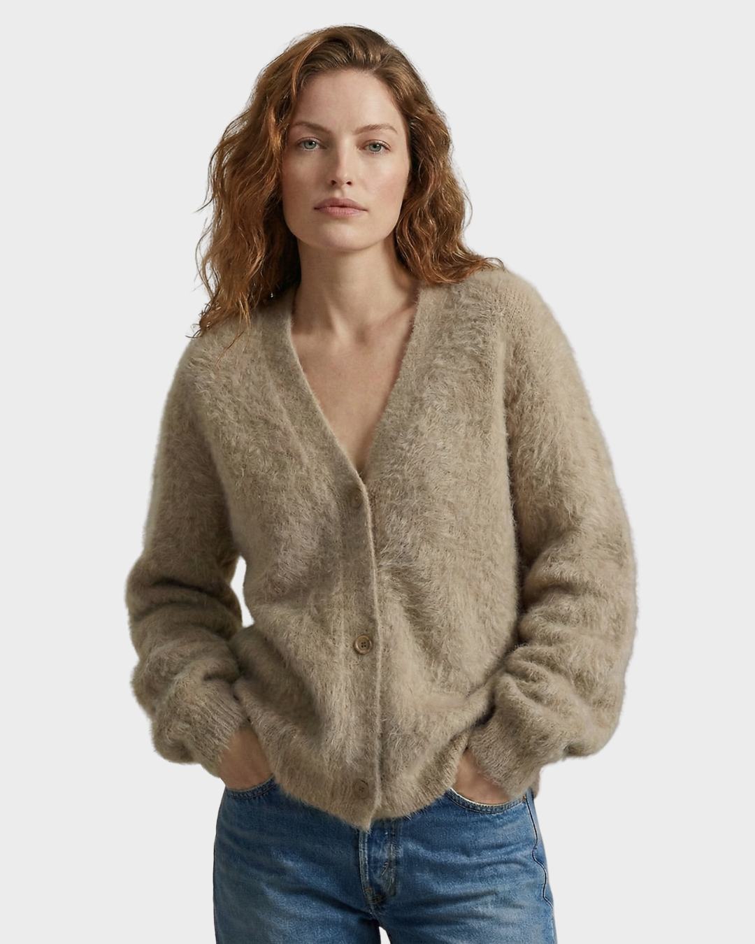 Cárdigan de lana para mujer estilo casual invierno