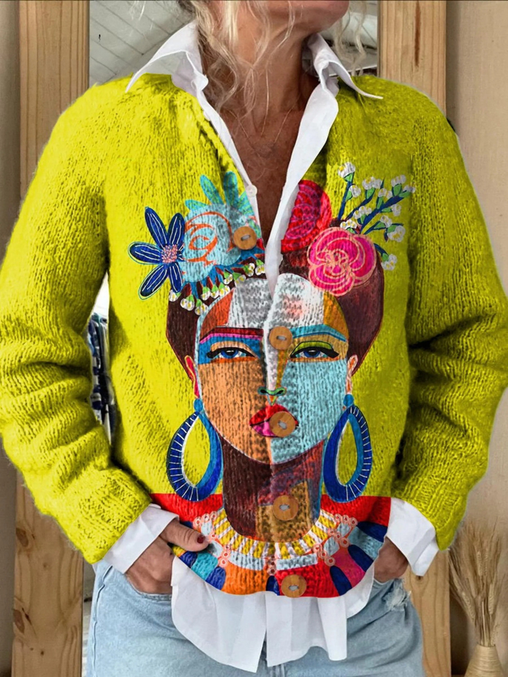 Cardigan Abotonado de Punto Malet Retrato Art