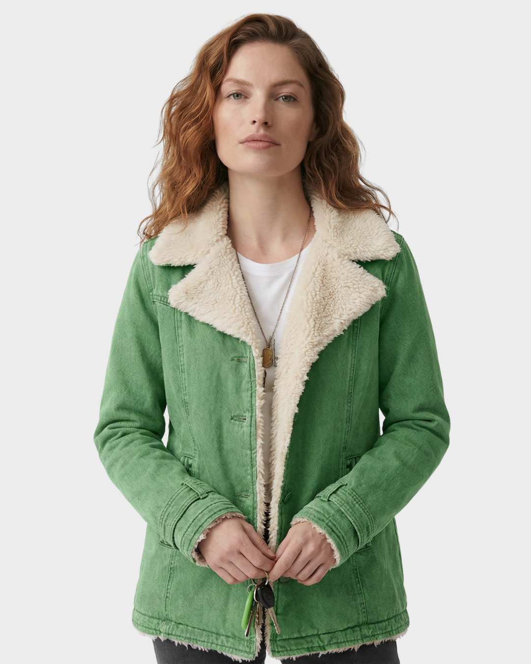 Abrigo de lana con forro de borreguillo