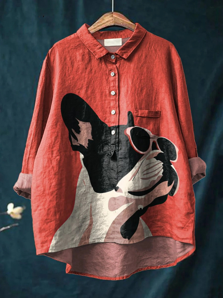 Valeria | Camiseta Casual con Motivo Decorativo de Bulldog Francés