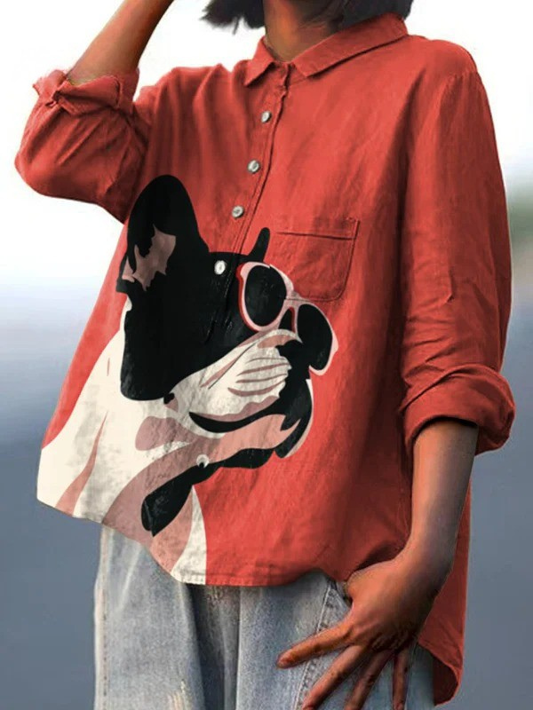 Valeria | Camiseta Casual con Motivo Decorativo de Bulldog Francés