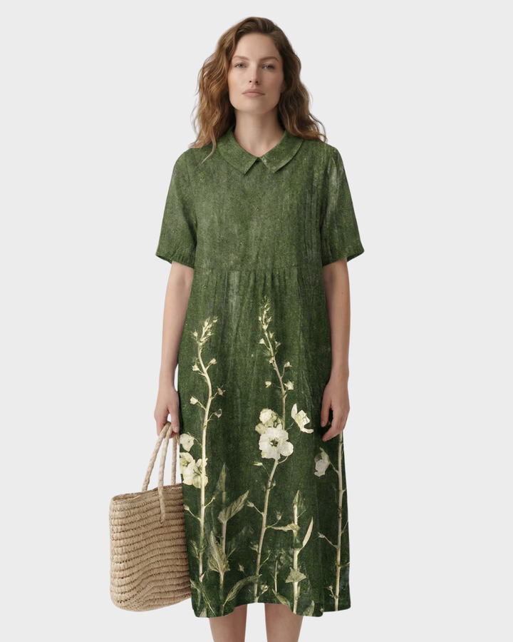 Vestido Largo Mujer Algodón Estampado Floral