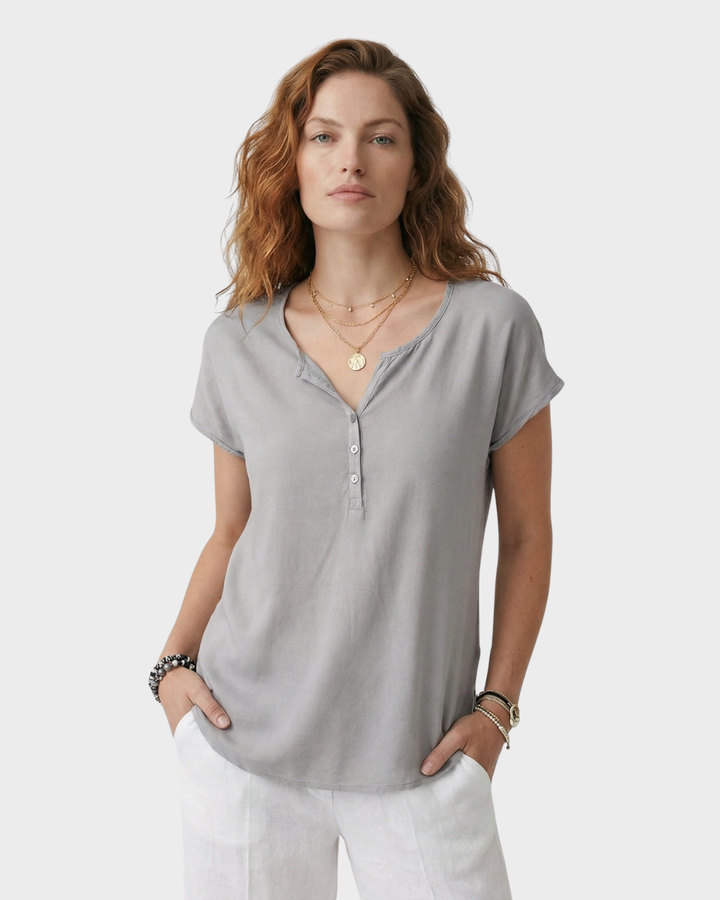 Blusa de Satén Manga Corta para Mujer