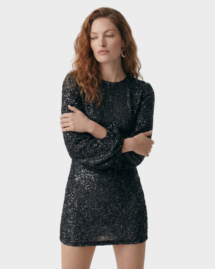 Vestido de fiesta de lentejuelas manga larga