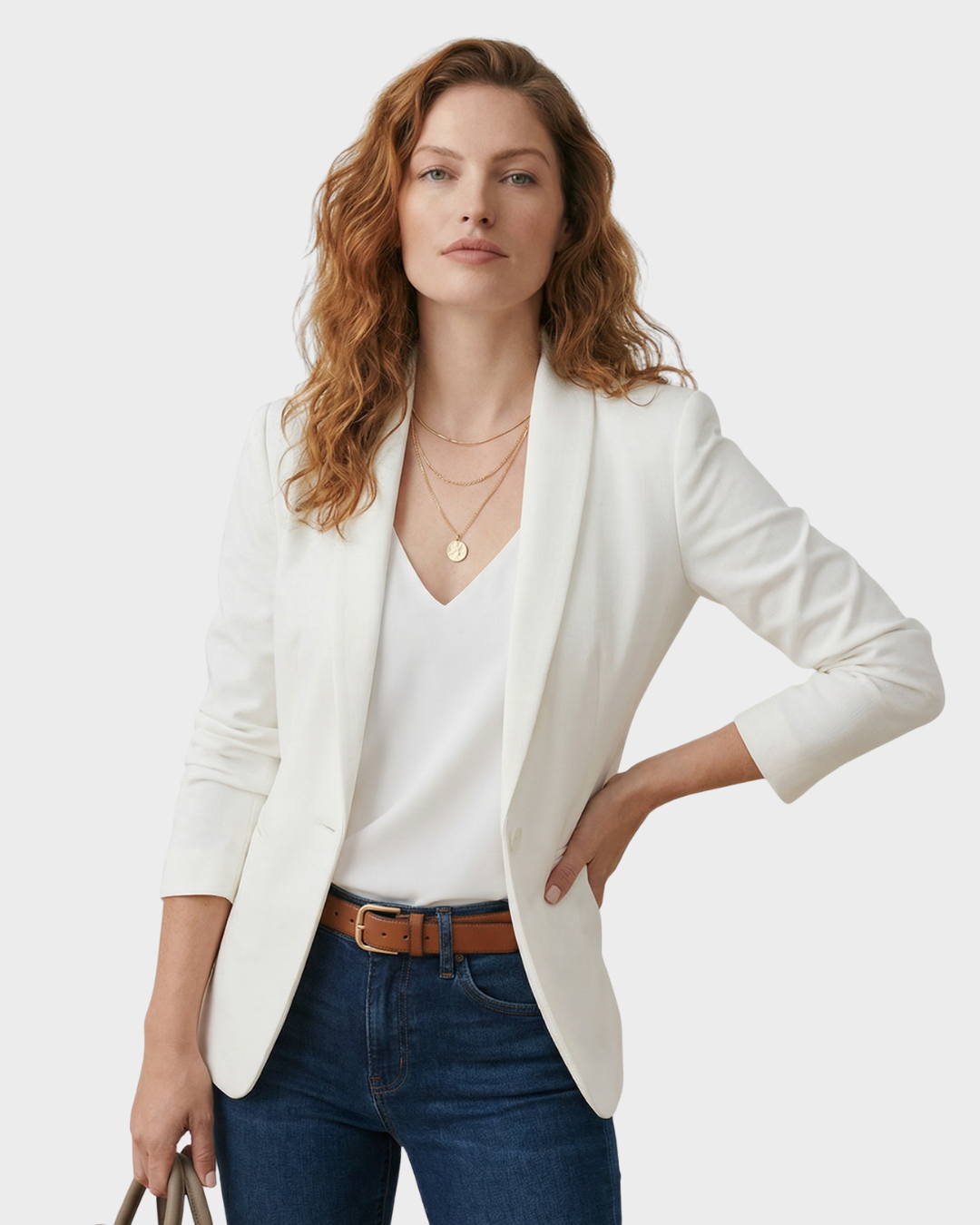 Blazer de Mujer de Corte Clásico para Otoño de Algodón