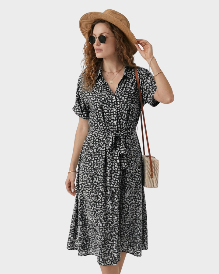 Vestido de verano floral con cintura ajustable