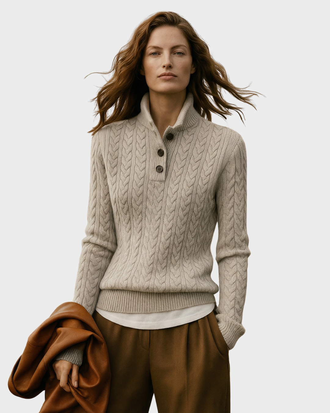 Suéter de lana con cuello alto para mujer