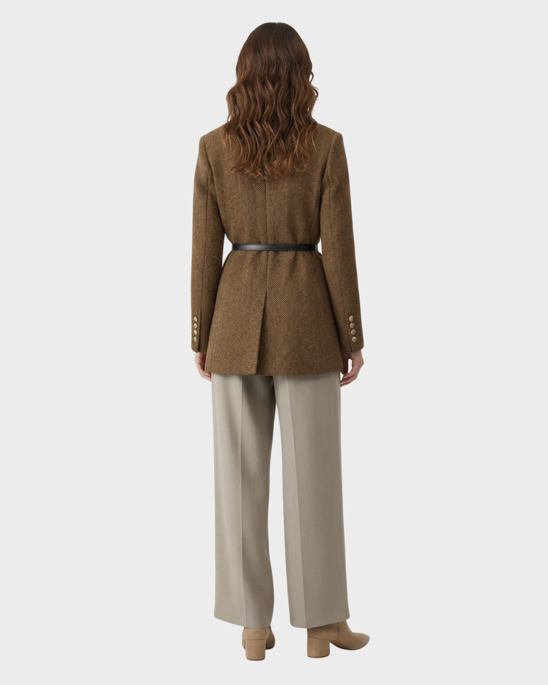 Chaqueta de tweed acrílico con doble botonadura y corte ajustado