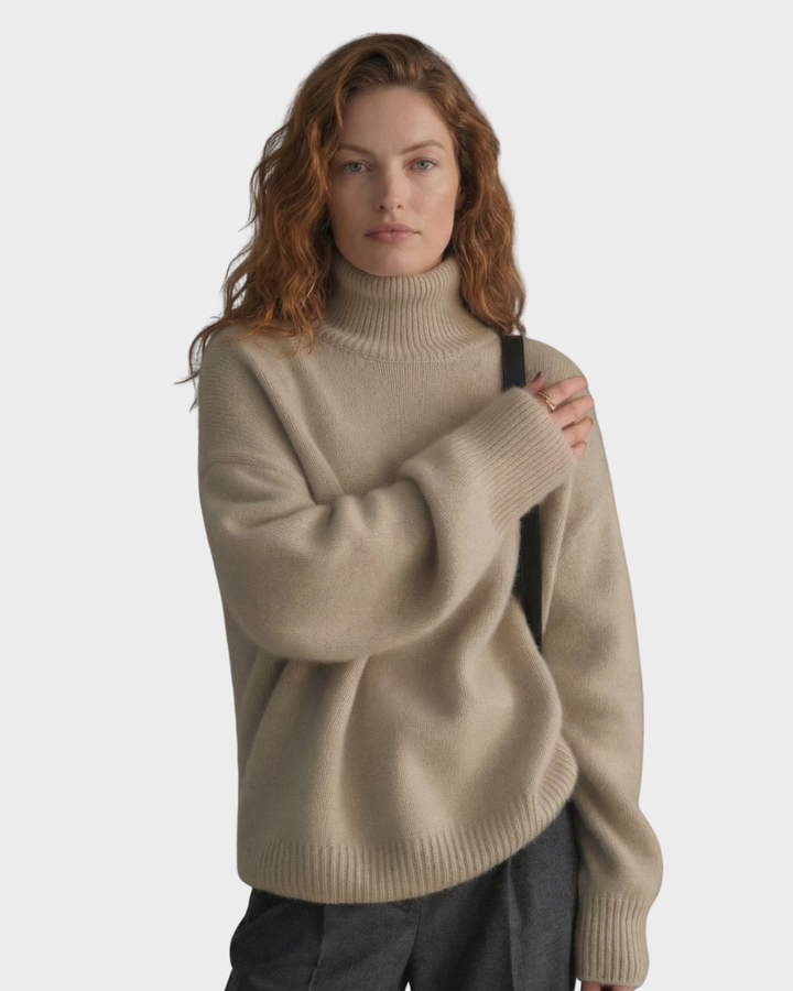 Suéter de lana de cuello alto para mujer