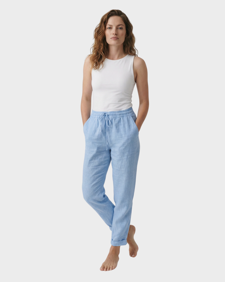 Pantalón de Lino Ajustado para Primavera