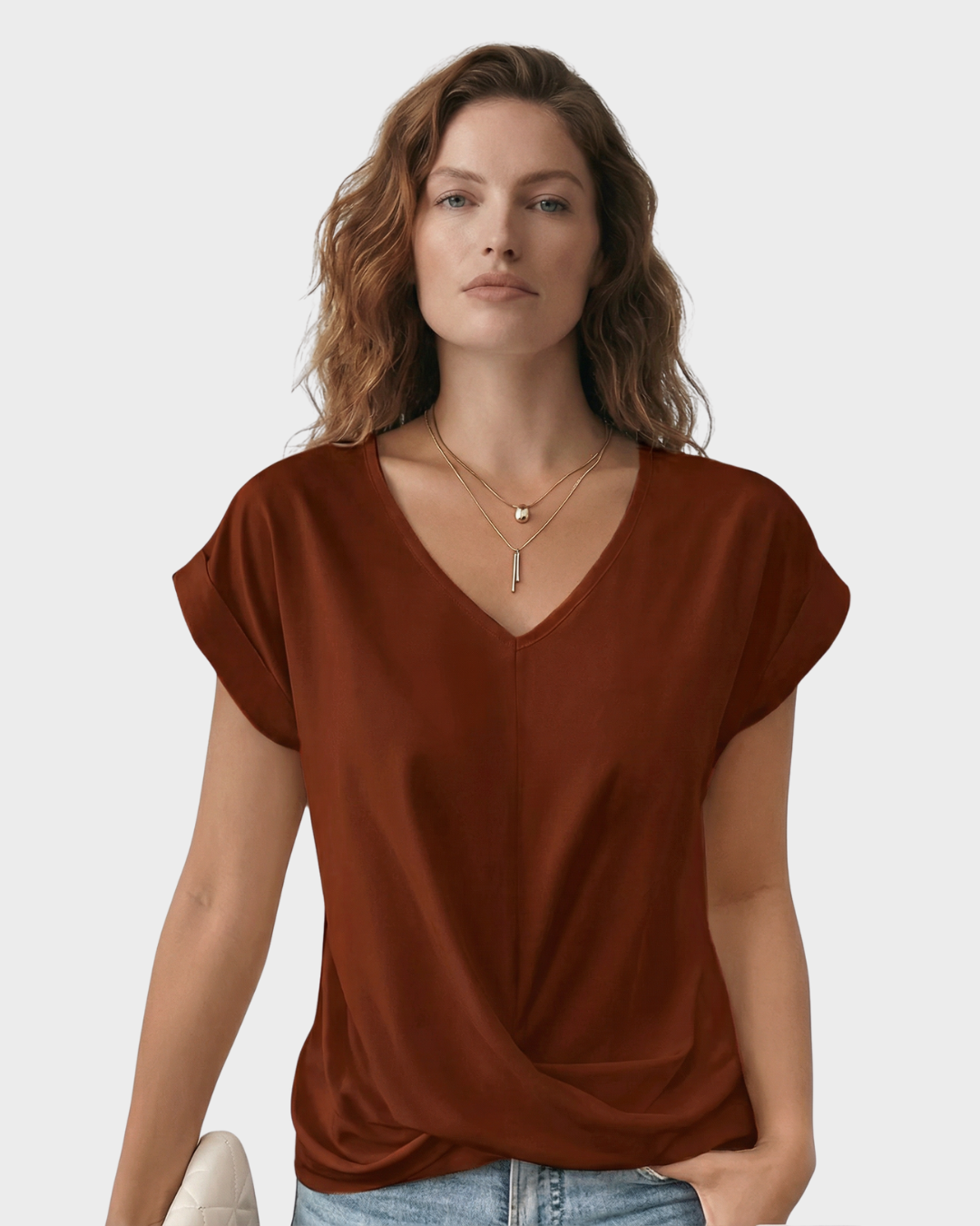 Blusa de algodón con cuello en V