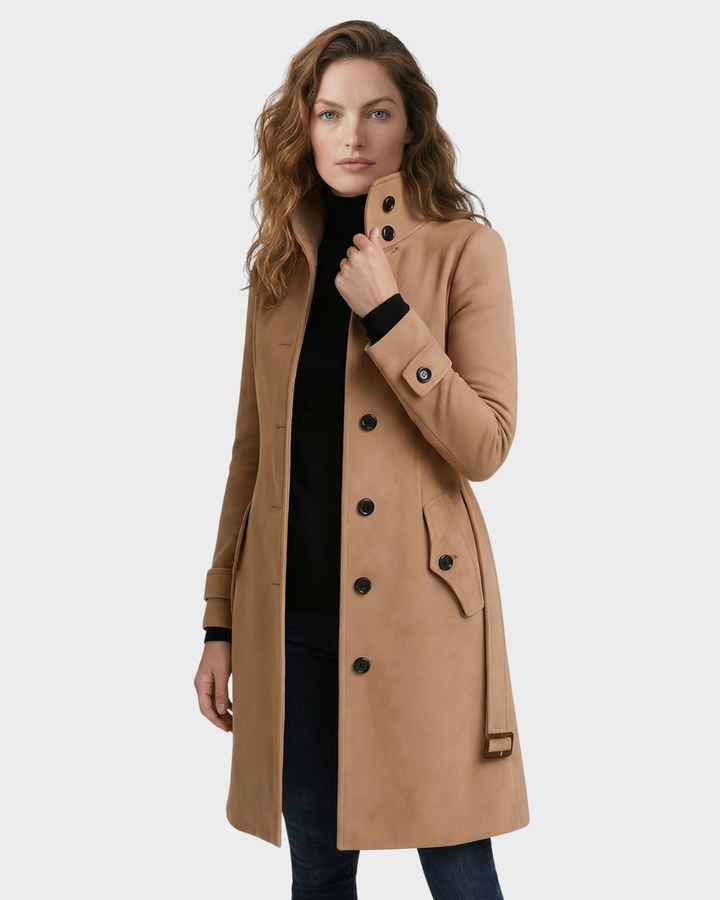 Abrigo largo de mujer con botones