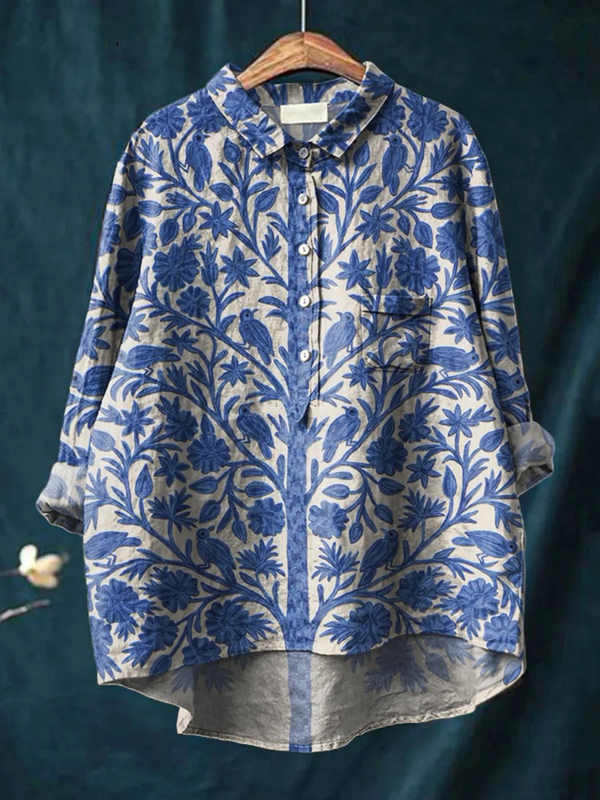 Isabel | Camisa Casual Vintage con Estampado Floral Indio para Mujeres