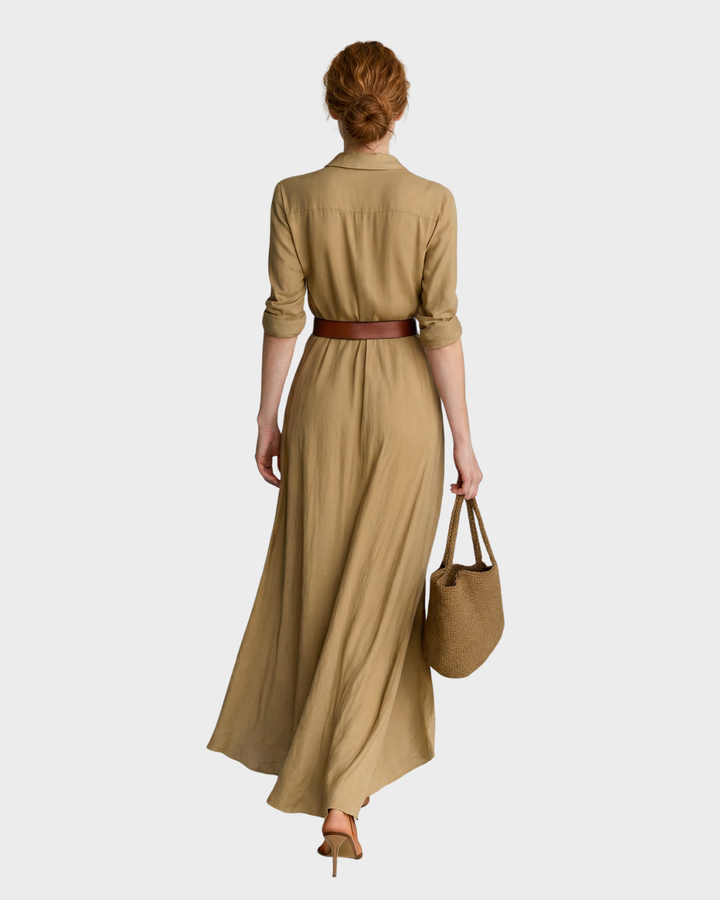 Vestido largo con cinturón para mujer