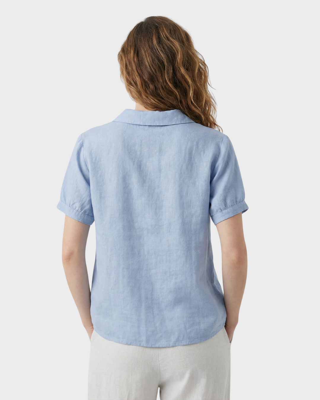 Blusa de lino con cuello para mujer