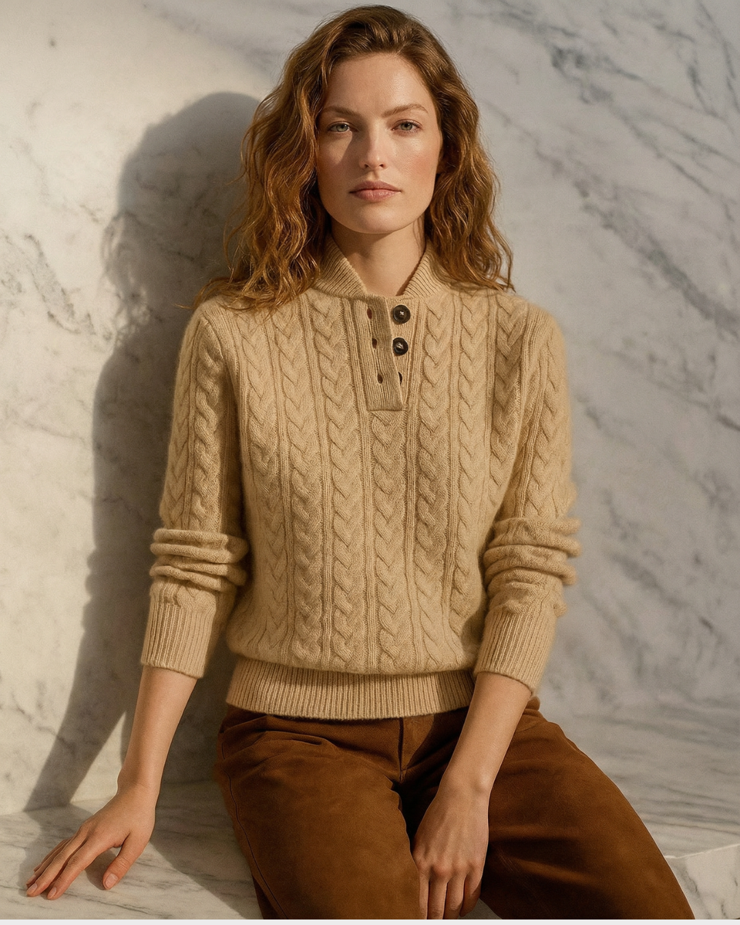 Suéter de lana con cuello alto para mujer