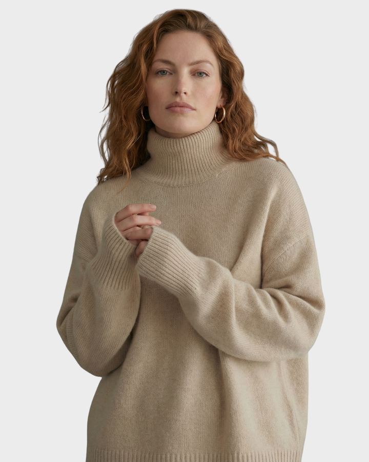 Suéter de lana de cuello alto para mujer