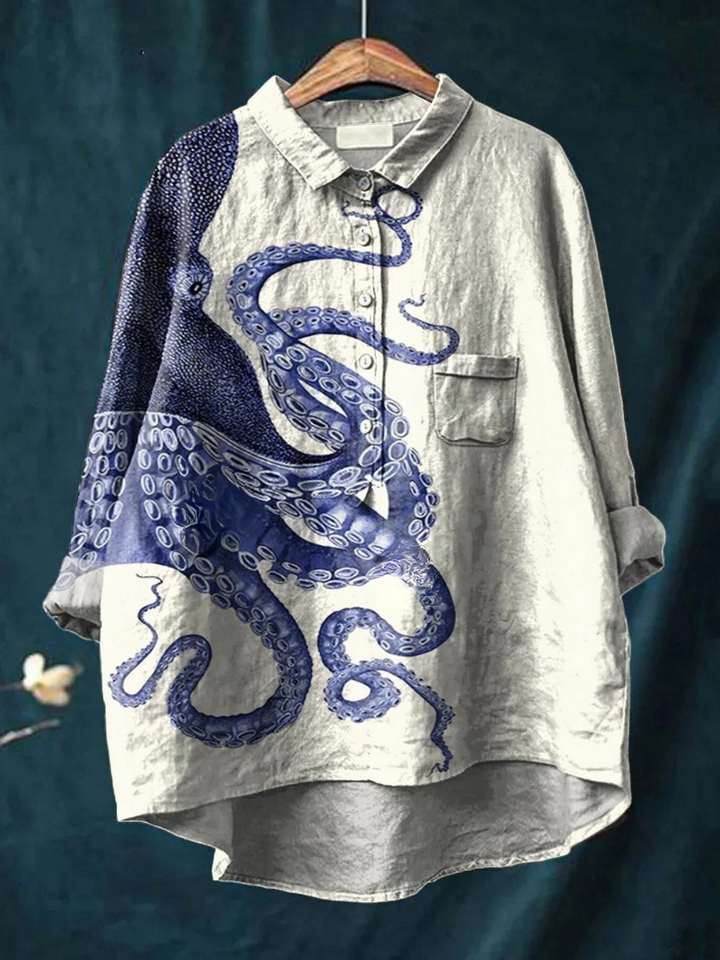 Carmen | Camiseta Casual con Arte de Tentáculos de Pulpo