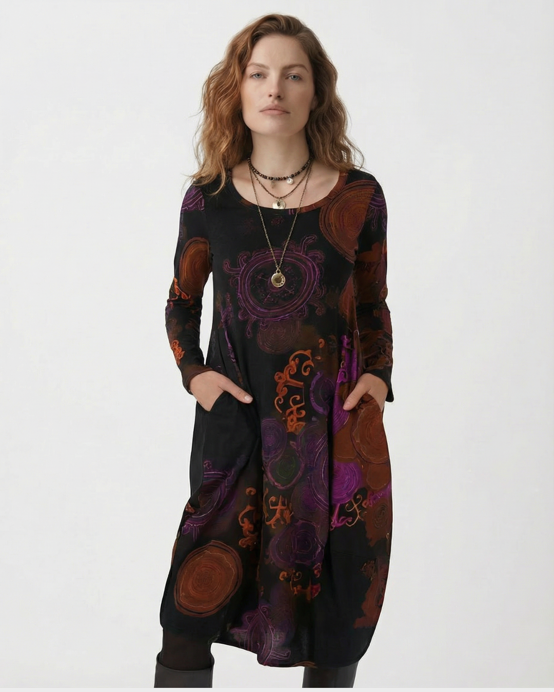 Vestido largo de manga larga para mujer