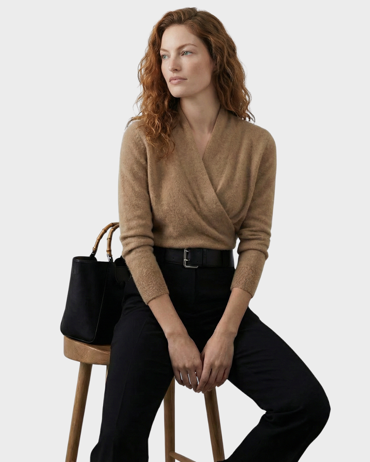 Suéter de mujer de lana cruzado