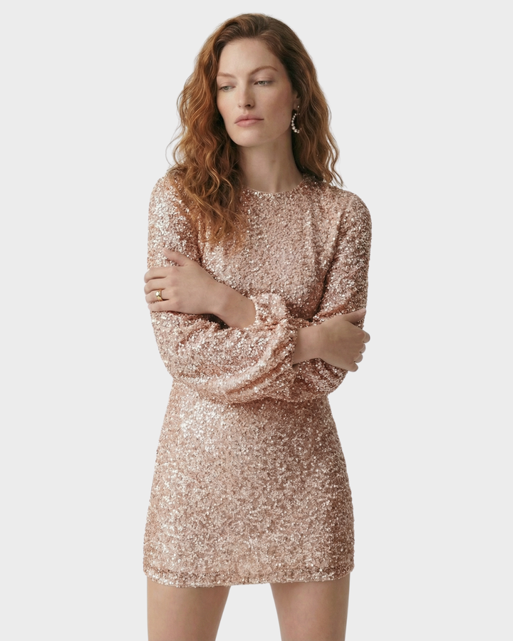 Vestido de fiesta de lentejuelas manga larga