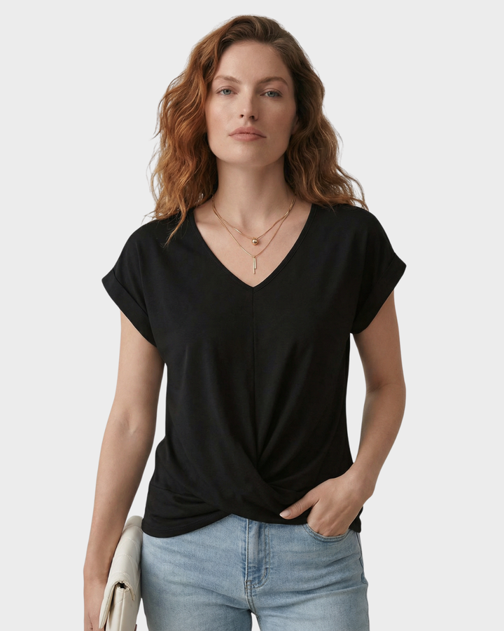 Blusa de algodón con cuello en V