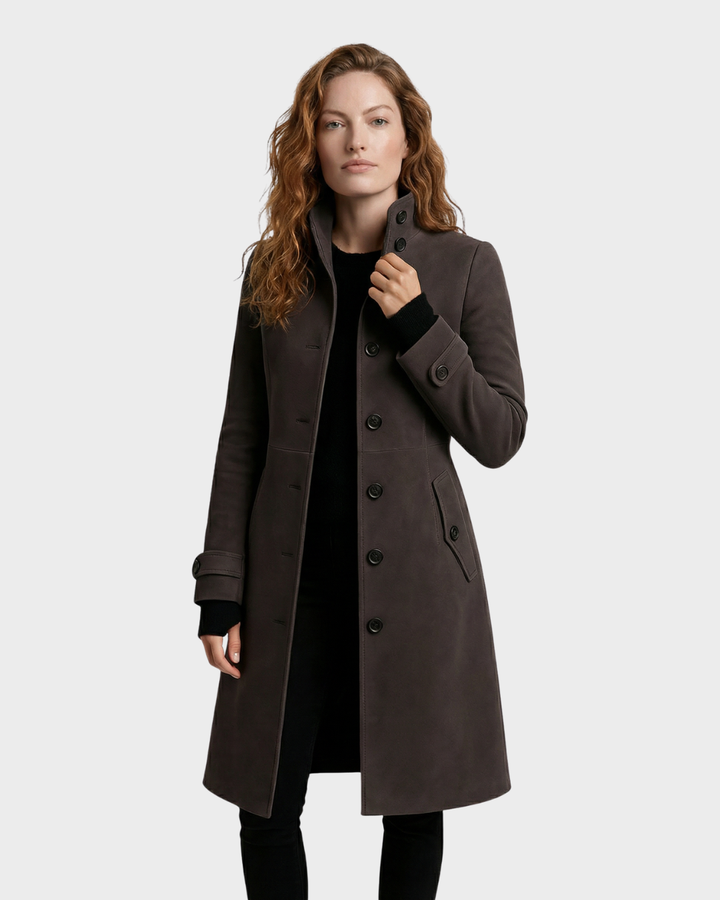 Abrigo largo de mujer con botones