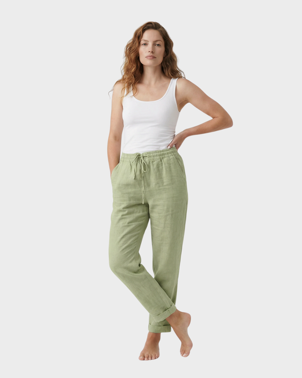 Pantalón de Lino Ajustado para Primavera