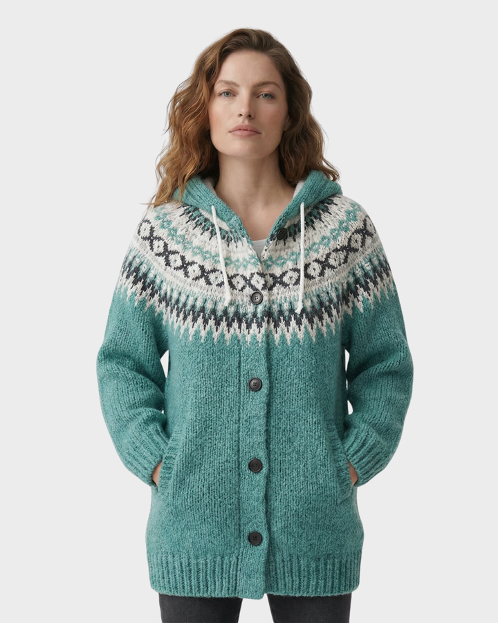 Cárdigan de Punto con Estampado de Colores