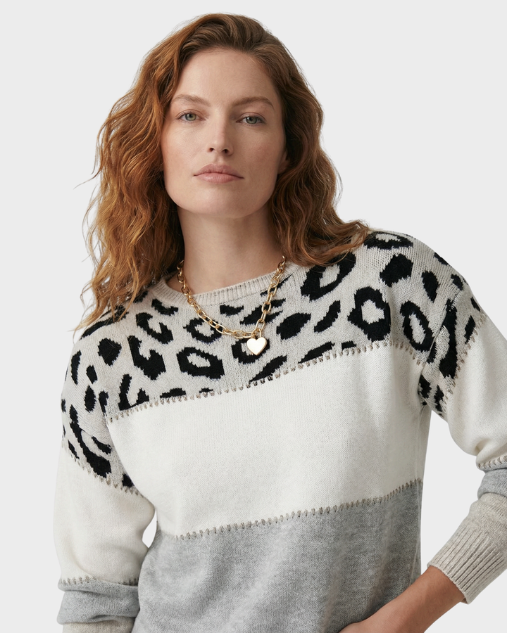 Suéter de Punto con Estampado Animal