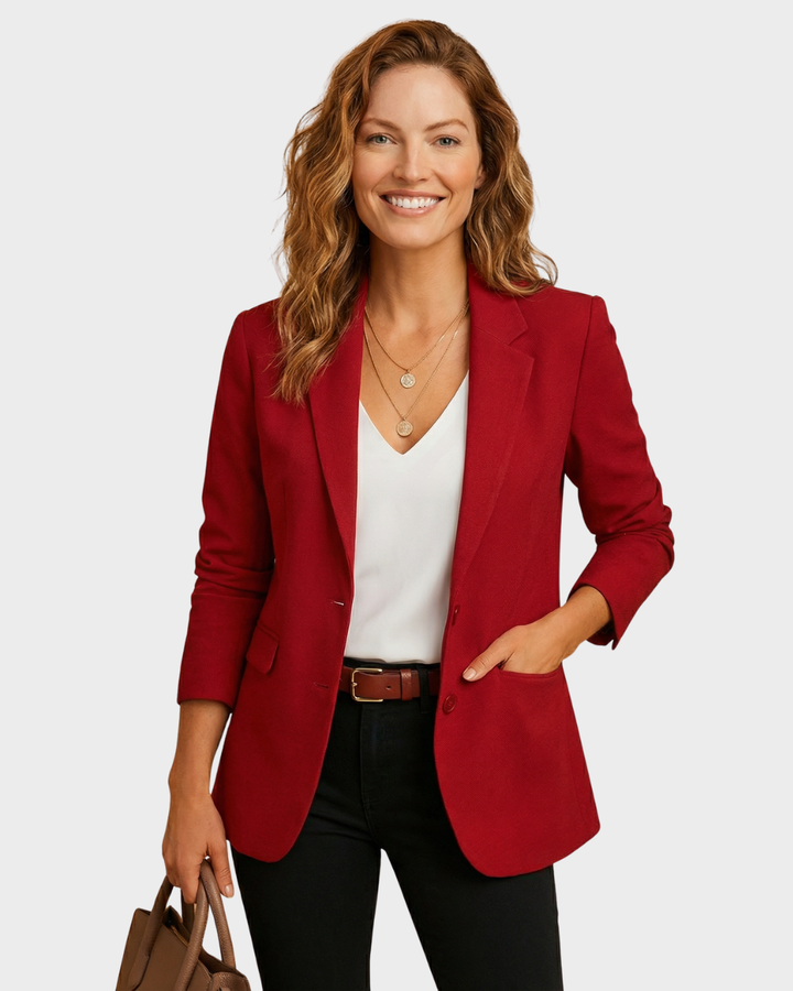 Blazer de Mujer de Corte Clásico para Otoño de Algodón