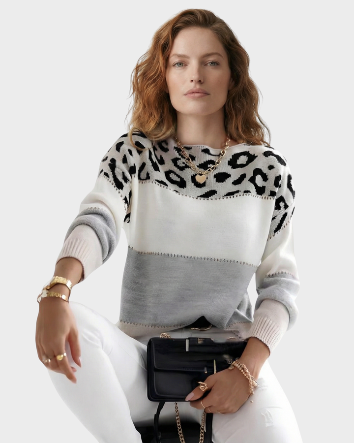 Suéter de Punto con Estampado Animal