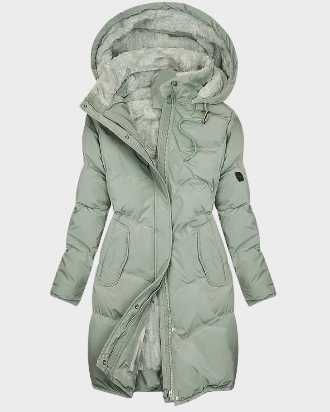 Abrigo Acolchado Largo con Capucha para Mujer