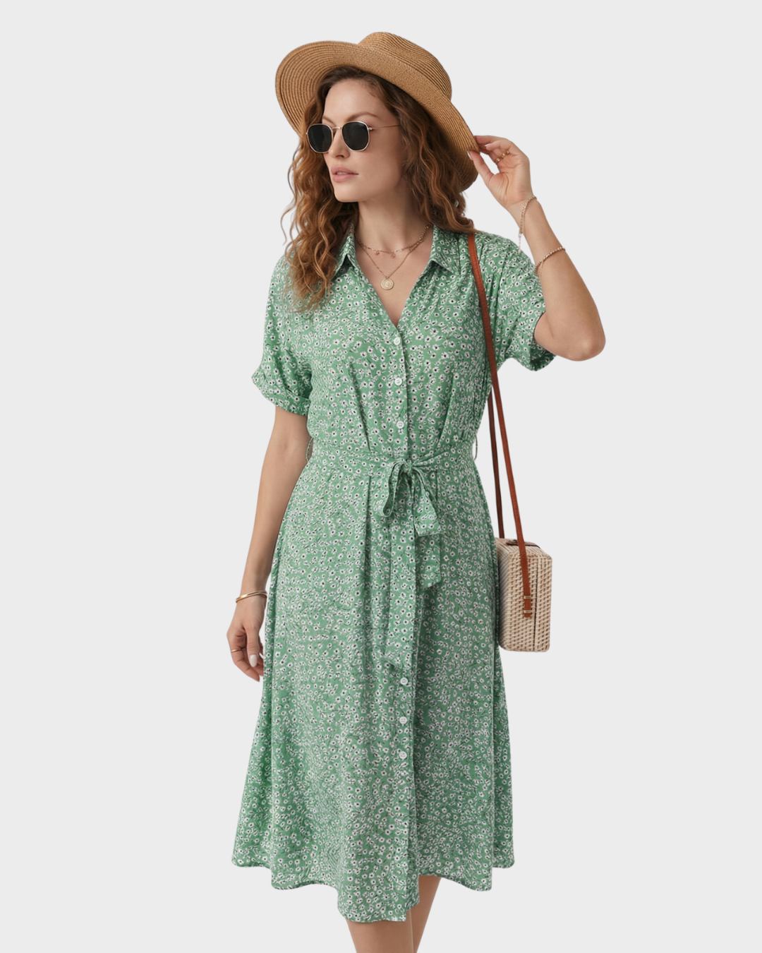 Vestido de verano floral con cintura ajustable