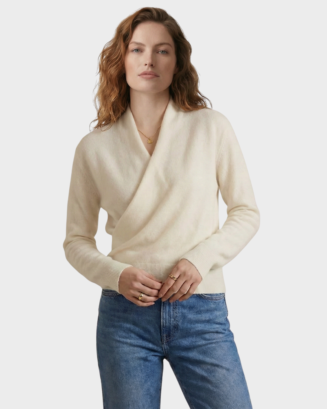 Suéter de mujer de lana cruzado