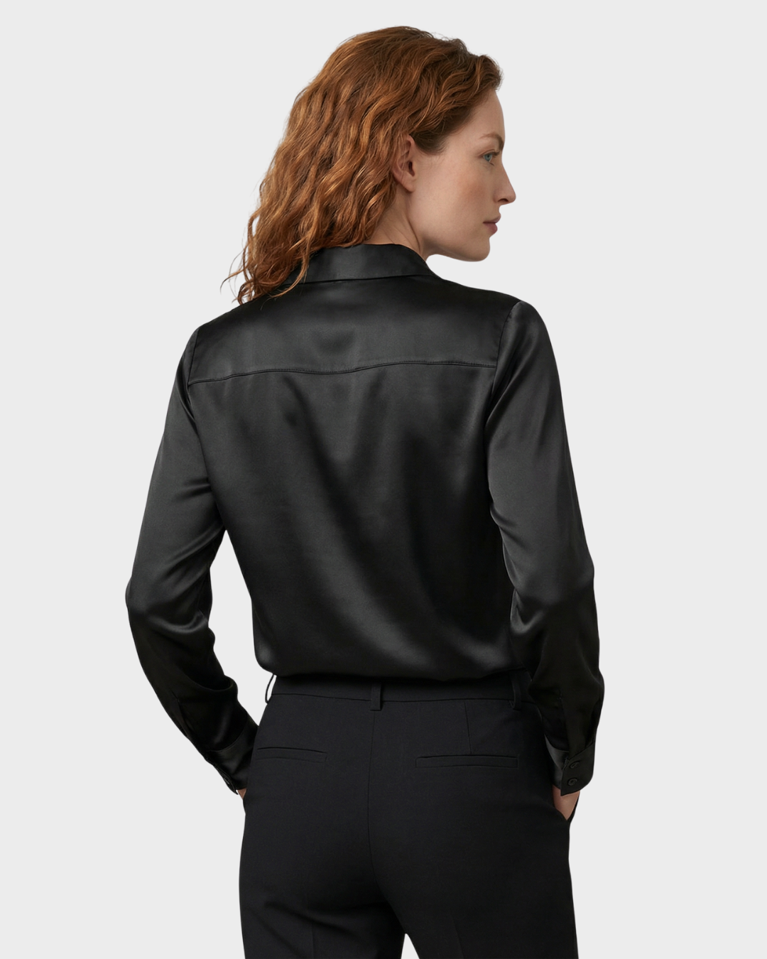 Blusa de Satén con Cuello en V