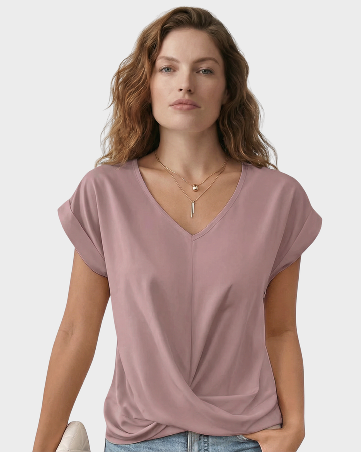 Blusa de algodón con cuello en V