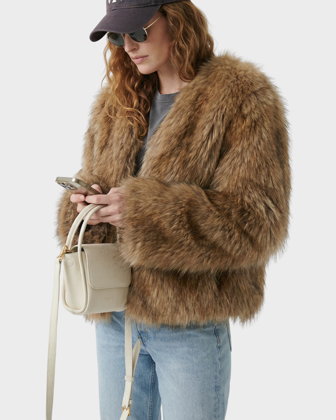 Chaqueta de pelo sintético para mujer