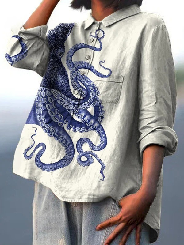 Carmen | Camiseta Casual con Arte de Tentáculos de Pulpo