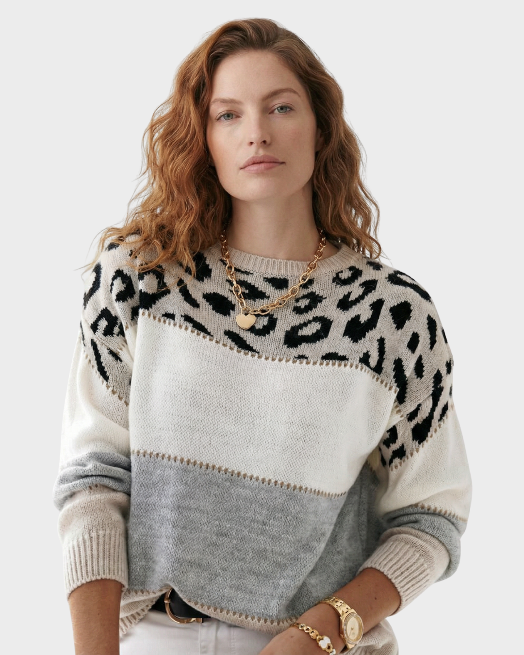 Suéter de Punto con Estampado Animal