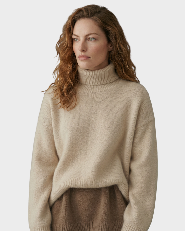 Suéter de lana de cuello alto para mujer