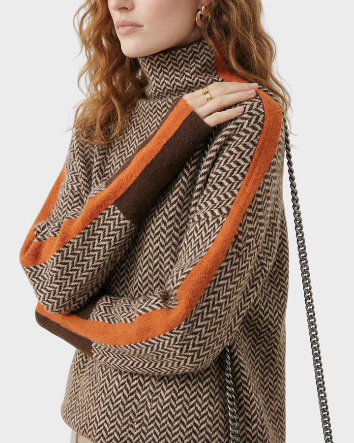 Suéter de punto de cuello alto con diseño moderno